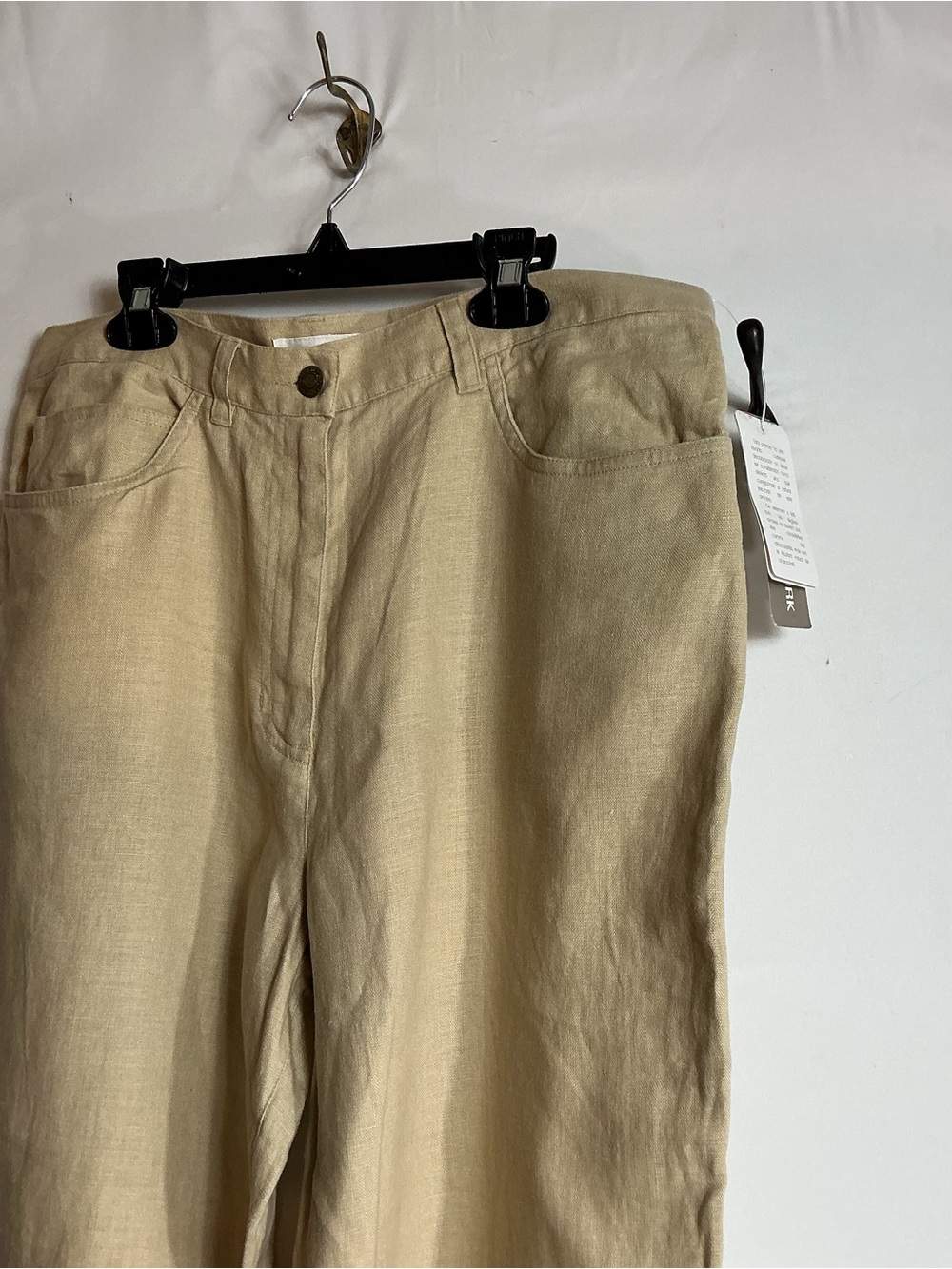 Jones New York Tan Linen-Blend Straight-Leg Trousers